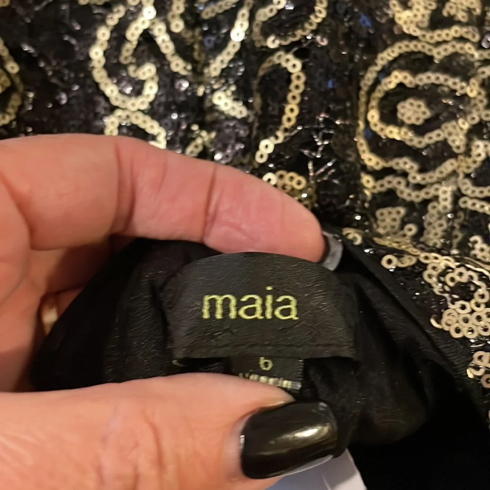NWT Maia Holiday Dress w/ Black & Champagne Sequins